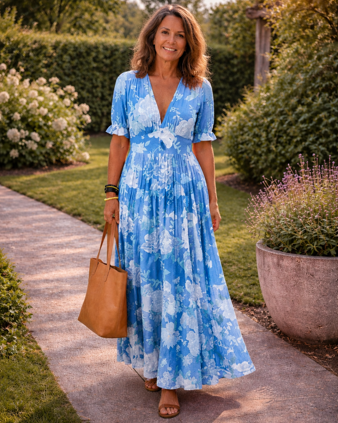 Florence – Sleeveless V-Neck Floral Midi Dress