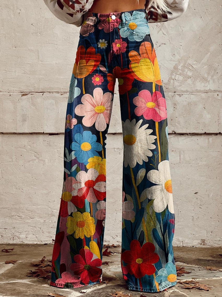 Fleur – Chic Floral Wide Leg Trousers