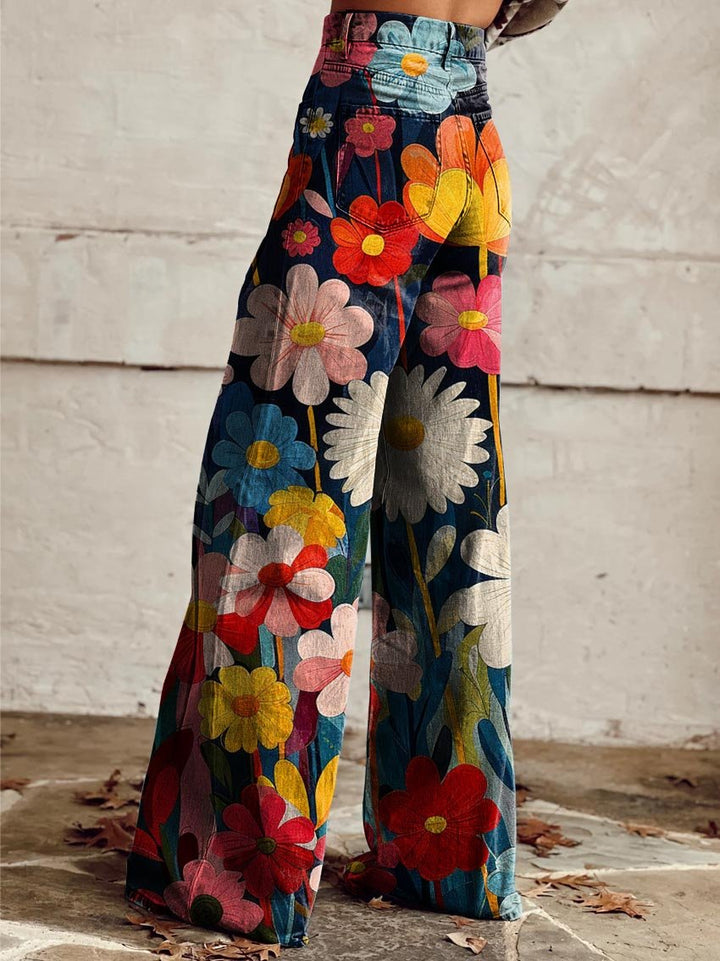 Fleur – Chic Floral Wide Leg Trousers