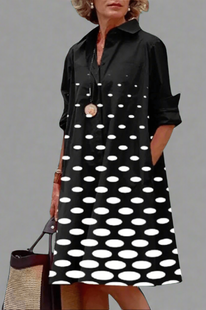 Juniper – Polka Dot Midi Shirt Dress