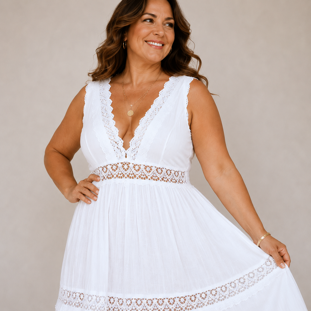 Serena – Lace Trim Boho Maxi Dress