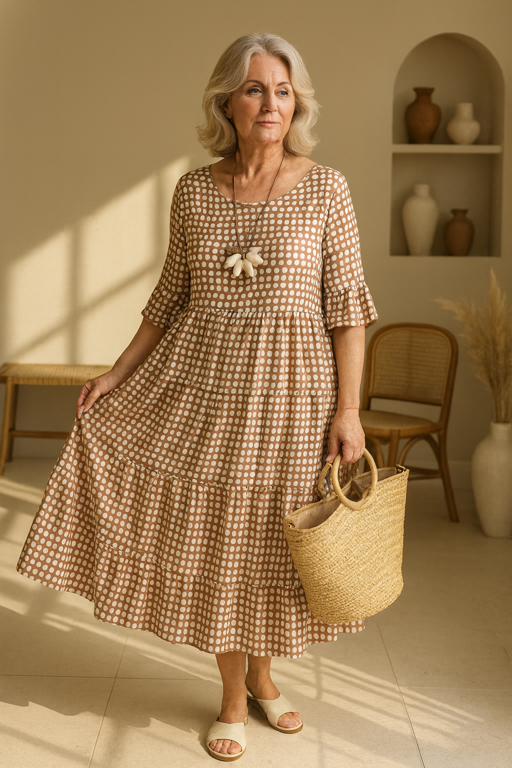 Margot – Tiered Polka Dot Midi Dress