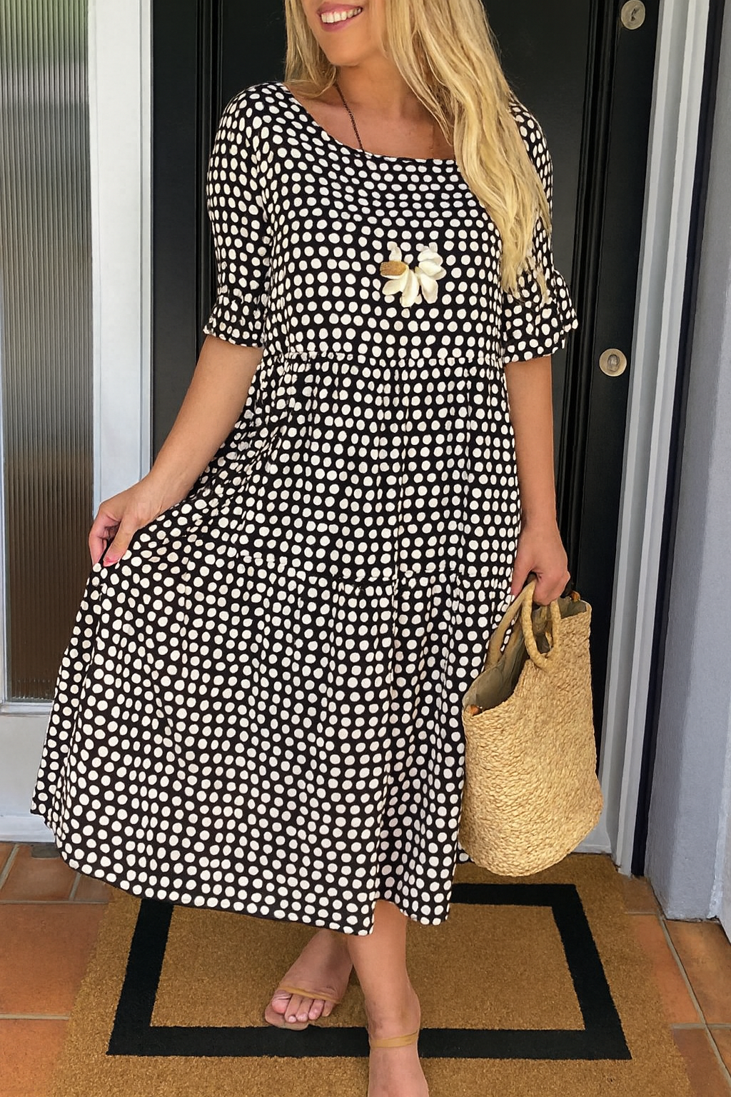 Margot – Tiered Polka Dot Midi Dress