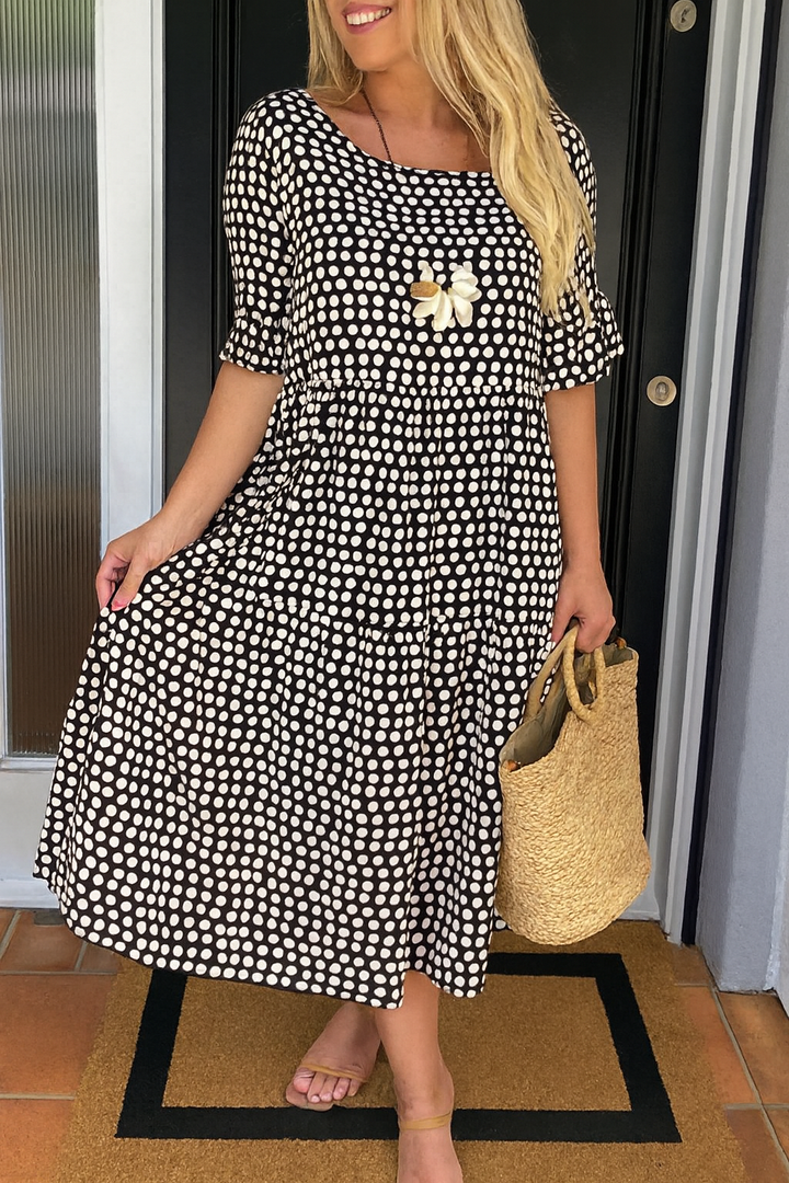 Margot – Tiered Polka Dot Midi Dress