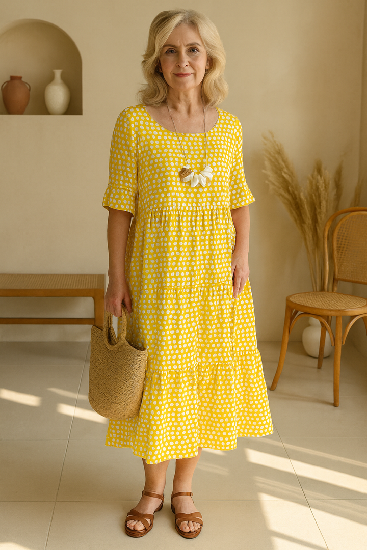 Margot – Tiered Polka Dot Midi Dress