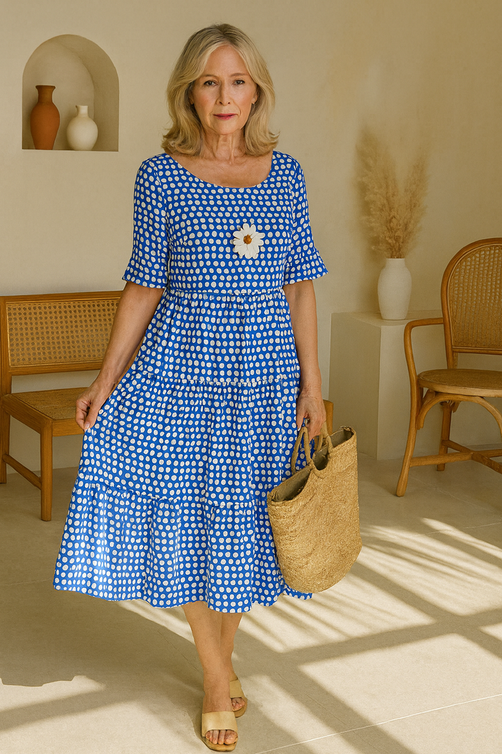 Margot – Tiered Polka Dot Midi Dress