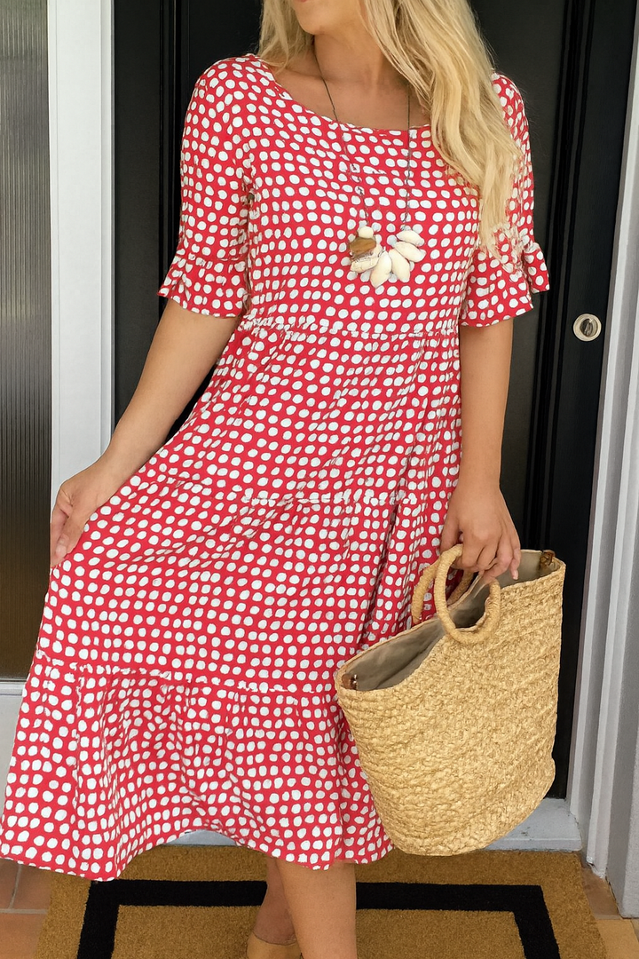 Margot – Tiered Polka Dot Midi Dress
