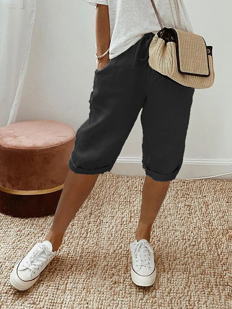 Celia – Relaxed Linen Drawstring Shorts