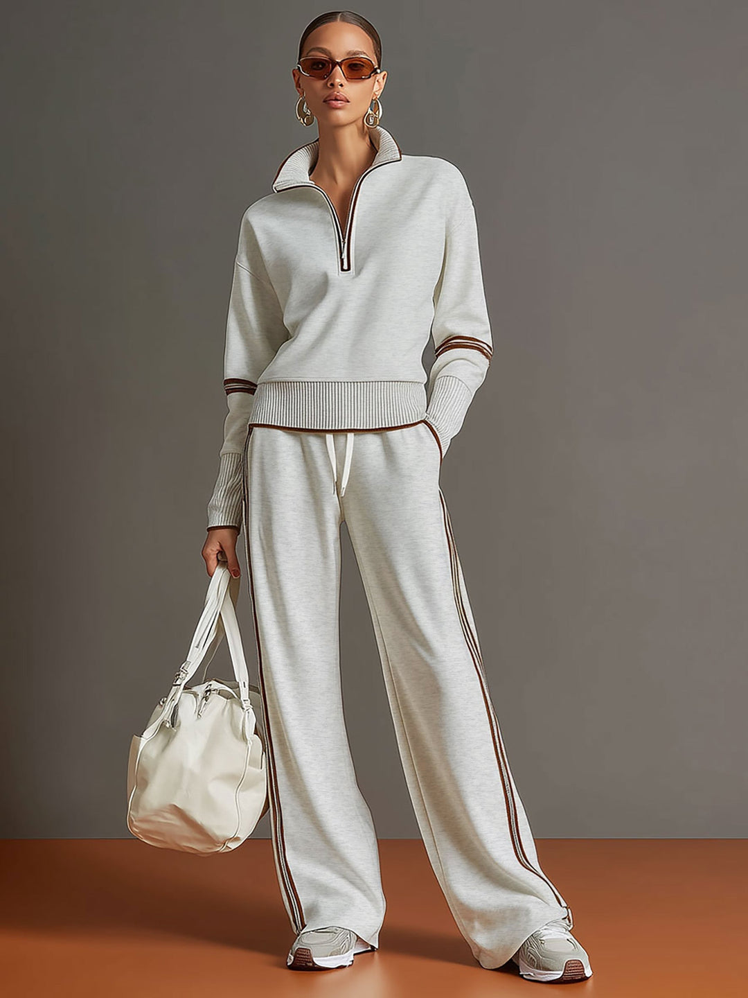 Marietta – Half-Zip Sweatshirt and Wide-Leg Pants Set