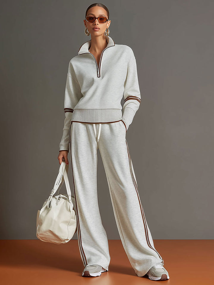 Marietta – Half-Zip Sweatshirt and Wide-Leg Pants Set