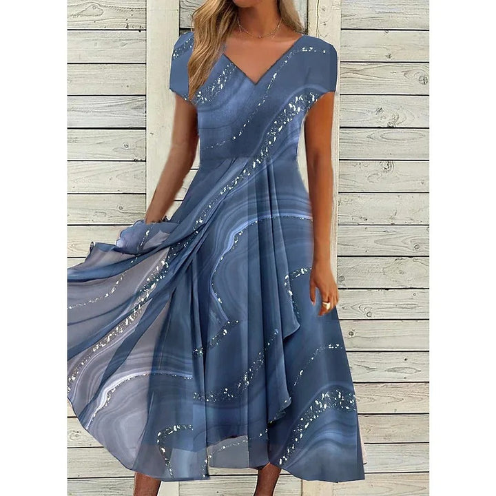 Sheena – Flowing V-Neck Midi Dress