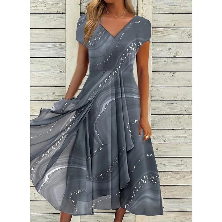Sheena – Flowing V-Neck Midi Dress