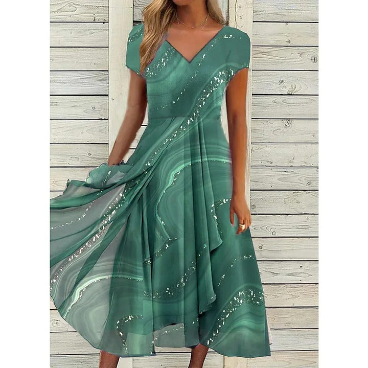Sheena – Flowing V-Neck Midi Dress