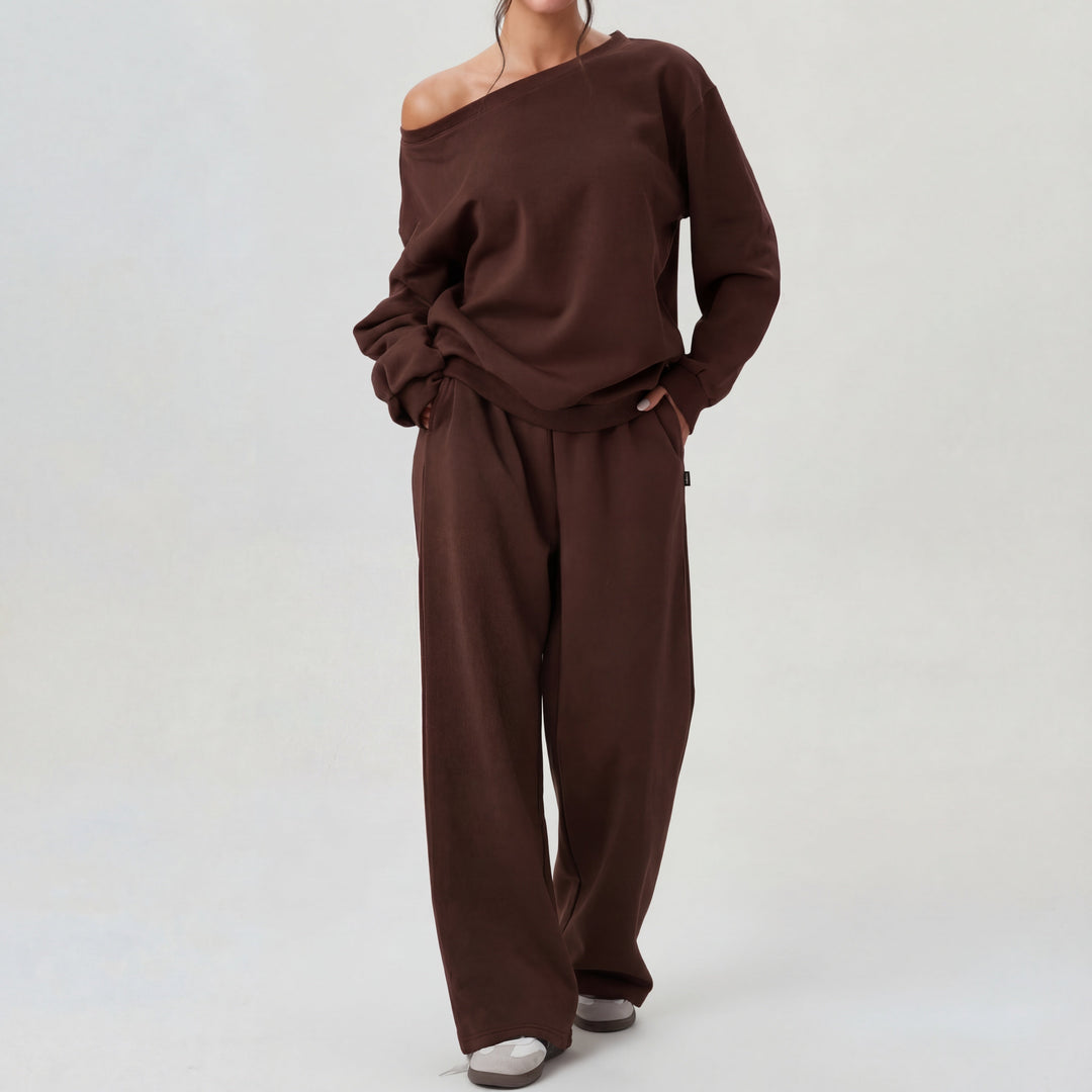 Cheryl – Casual One Shoulder Long Sleeve Two-Piece Set