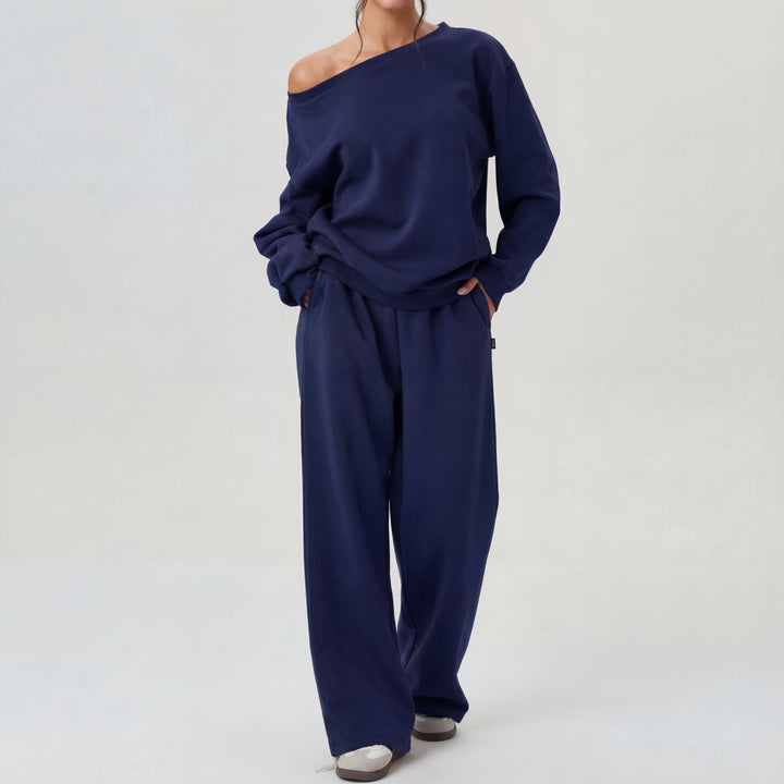 Cheryl – Casual One Shoulder Long Sleeve Two-Piece Set
