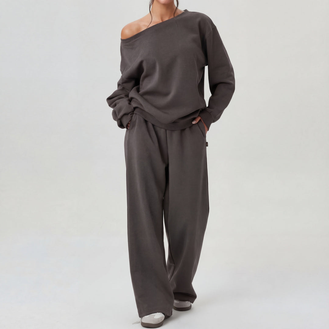 Cheryl – Casual One Shoulder Long Sleeve Two-Piece Set