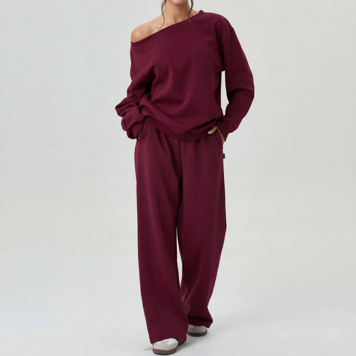 Cheryl – Casual One Shoulder Long Sleeve Two-Piece Set