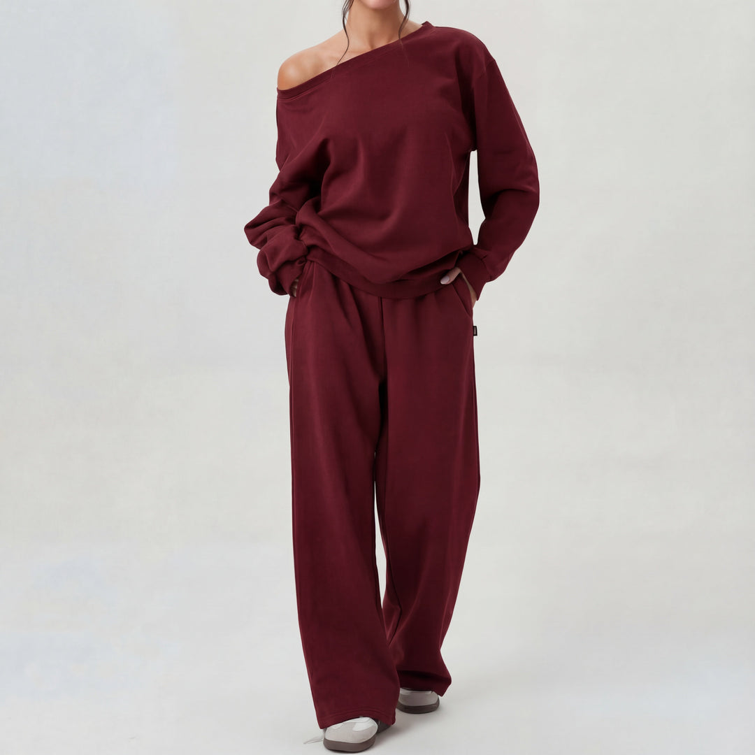 Cheryl – Casual One Shoulder Long Sleeve Two-Piece Set