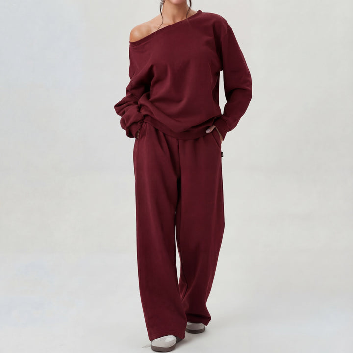 Cheryl – Casual One Shoulder Long Sleeve Two-Piece Set