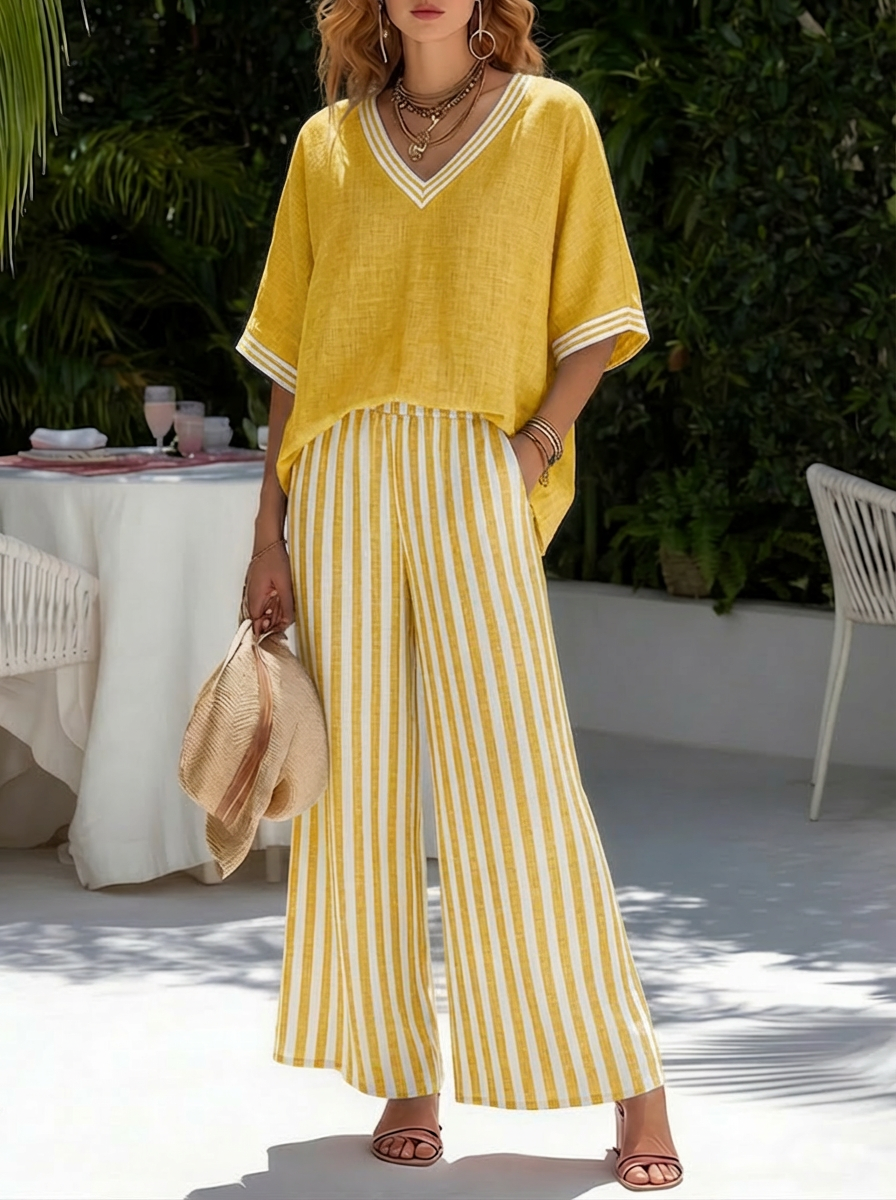 Joan – Striped Linen Two-Piece Set