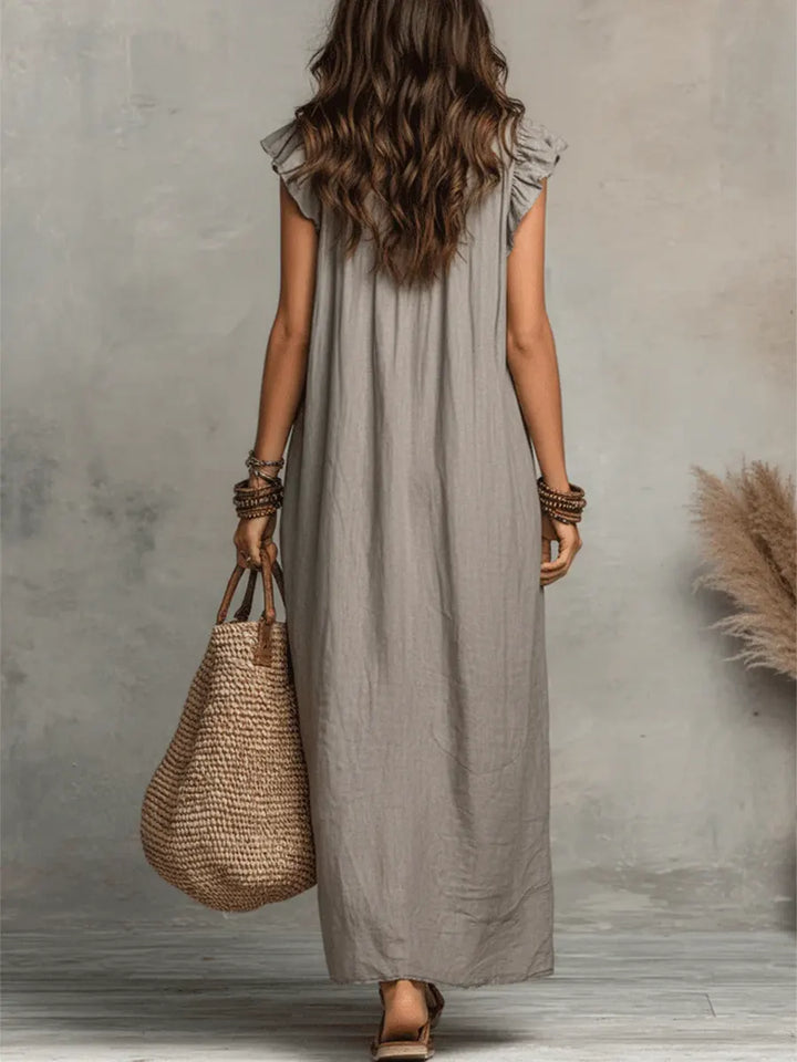 Beverley – Ruffled Linen Maxi Dress