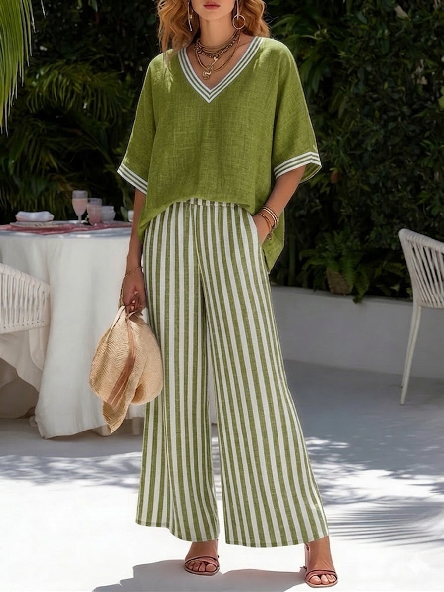 Joan – Striped Linen Two-Piece Set