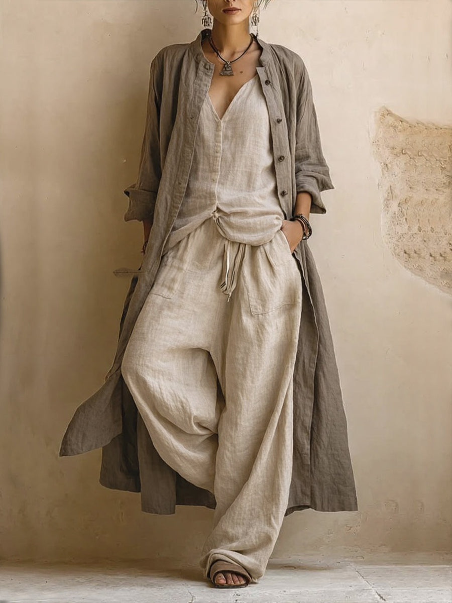 Selena – Bohemian Linen Three-Piece Relaxed Set