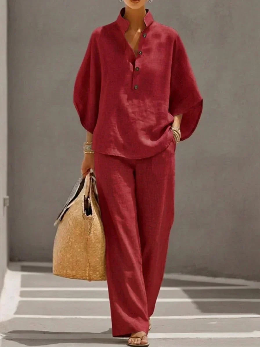 Marcella – Relaxed Batwing Top And Wide-Leg Pants Set