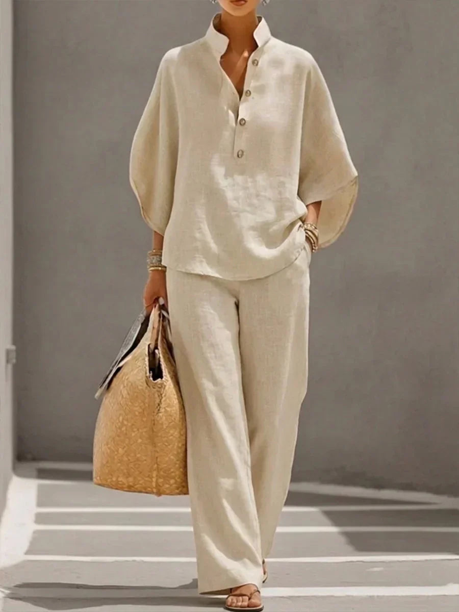 Marcella – Relaxed Batwing Top And Wide-Leg Pants Set