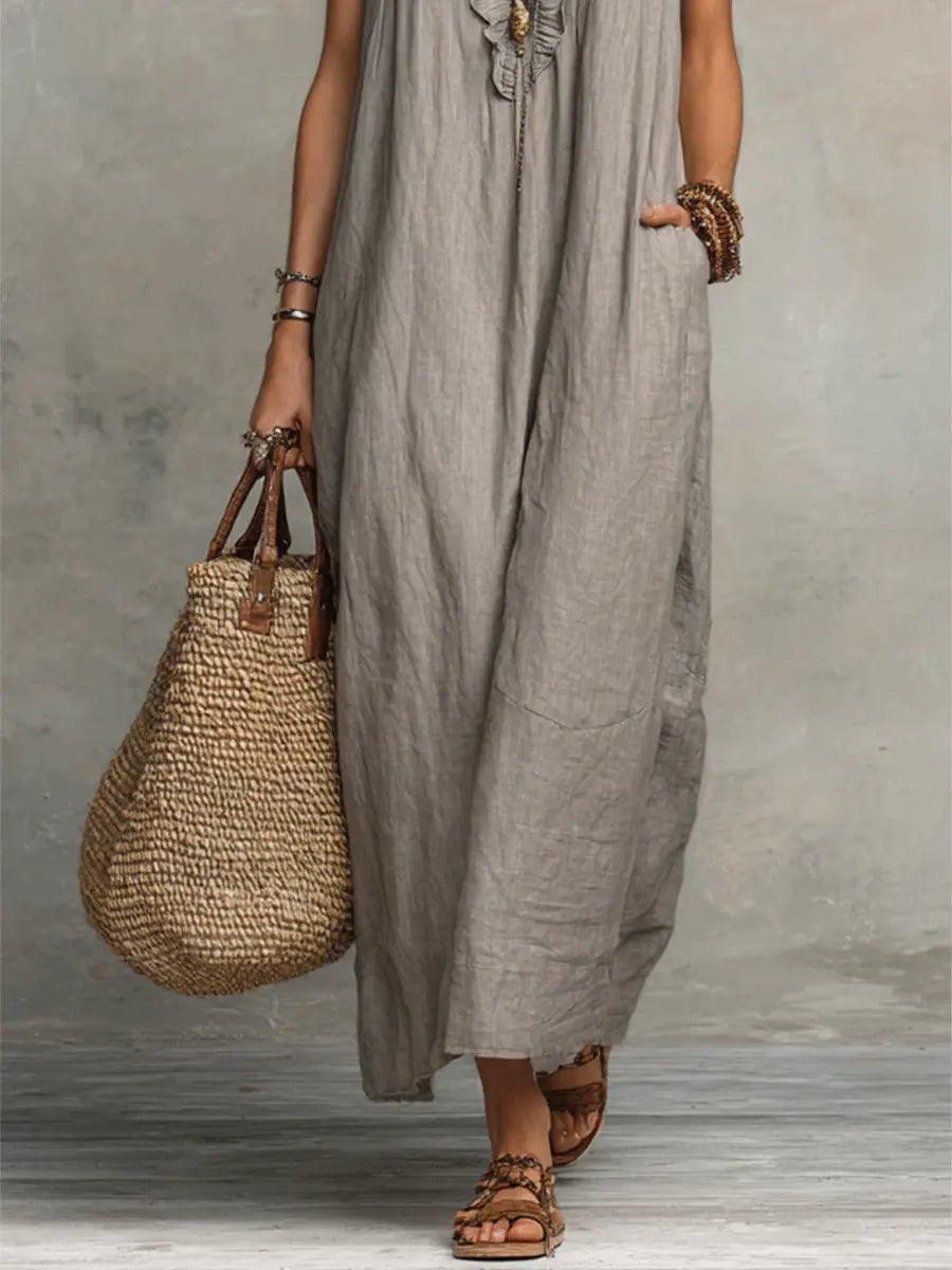Beverley – Ruffled Linen Maxi Dress