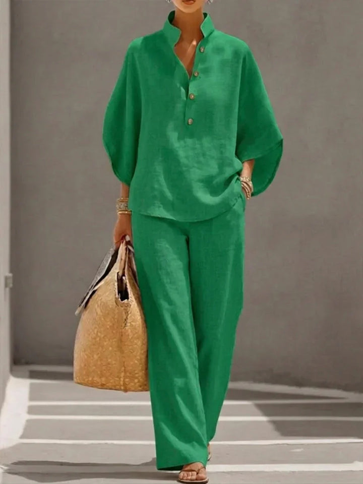 Marcella – Relaxed Batwing Top And Wide-Leg Pants Set