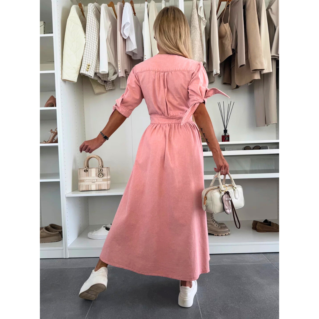 Lottie – Elegant V-Neck Midi Dress