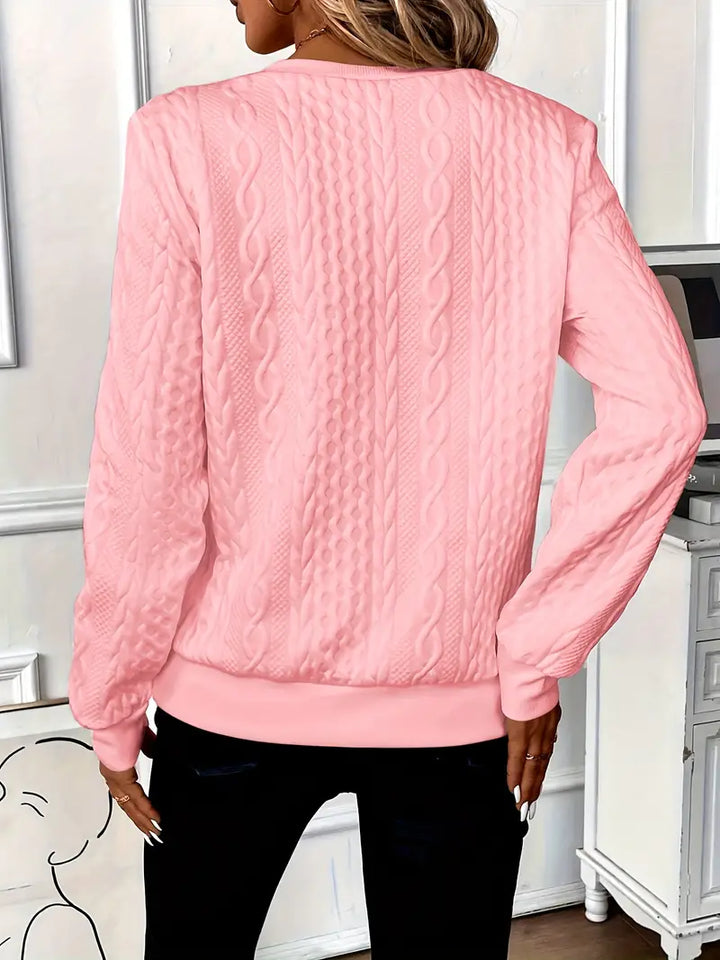Frances – Bow Print Round Neck Knit Pullover