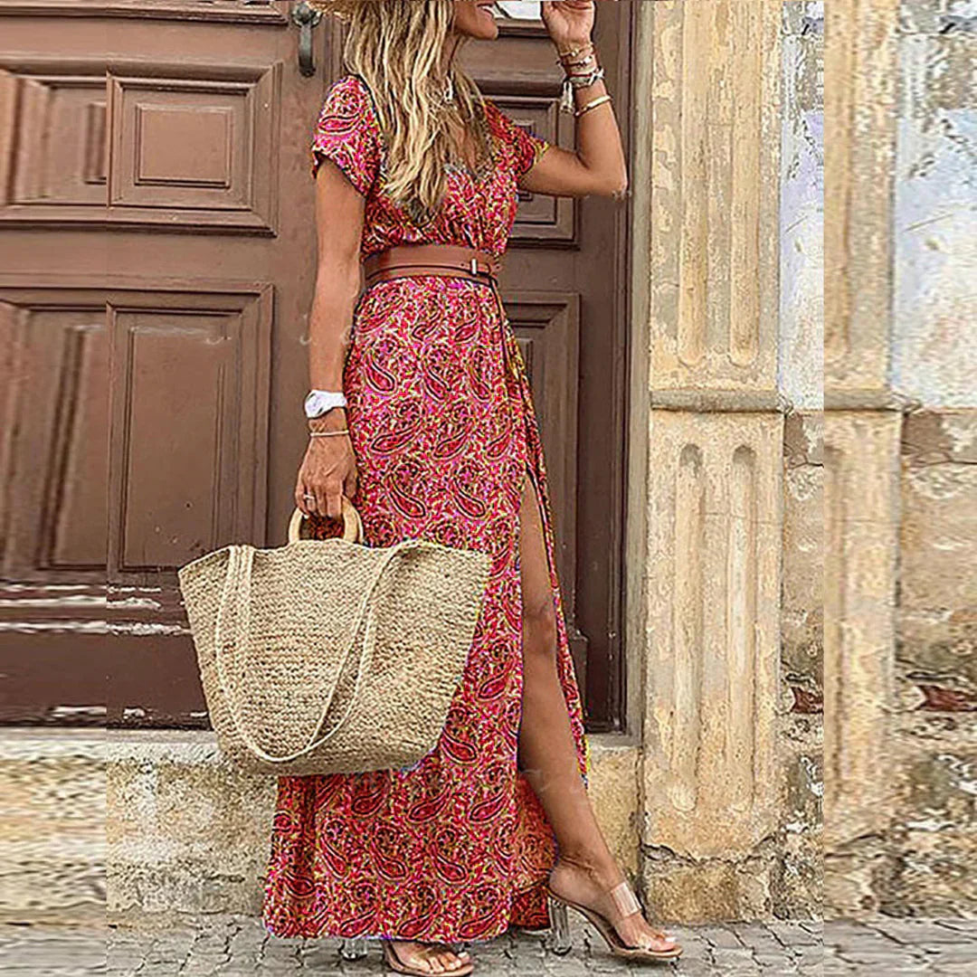 Kathleen – Airy Boho Maxi Dress With Matching Belt