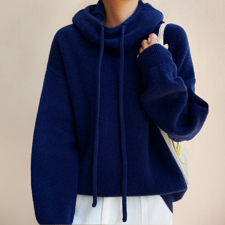 Frances – Fashionable Bow Print Round Neck Knit Pullover