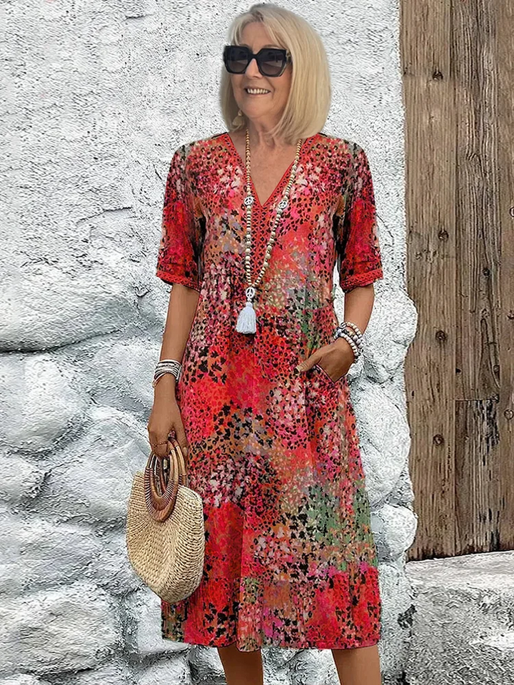 Serena – Boho Print Midi Dress
