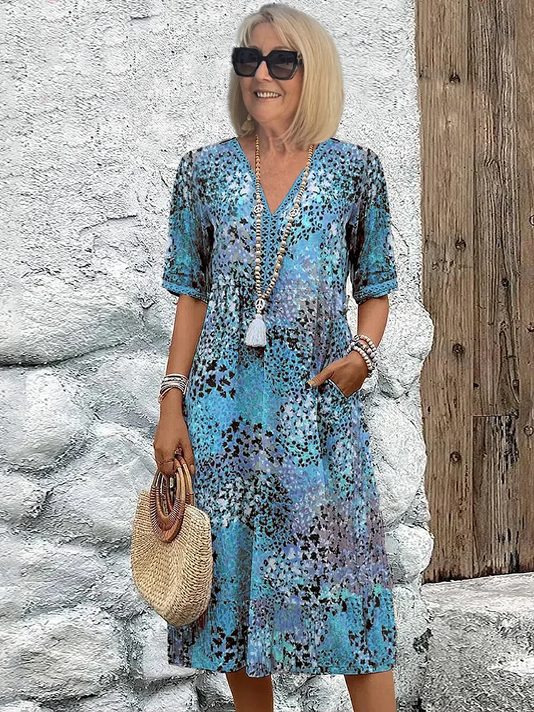 Serena – Boho Print Midi Dress