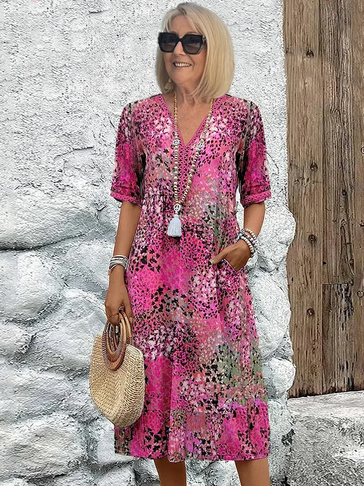 Serena – Boho Print Midi Dress