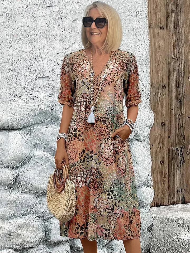 Serena – Boho Print Midi Dress