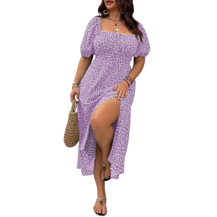 Sonia – Elegant Plus Size Tie Front Floral Dress