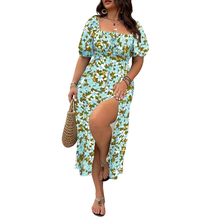 Sonia – Elegant Plus Size Tie Front Floral Dress