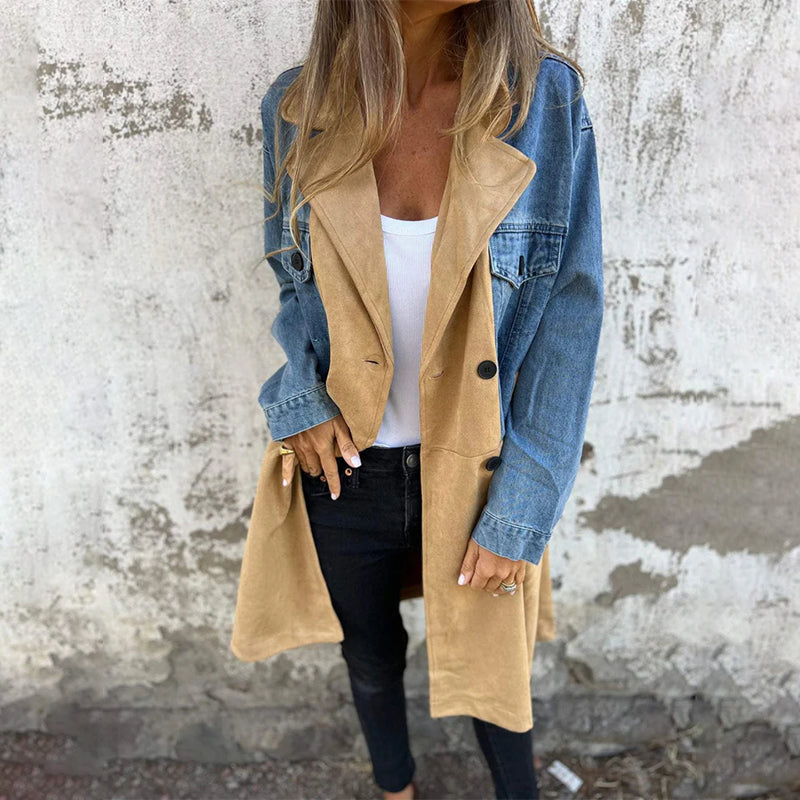 Vivienne – Two-Tone Denim Trench