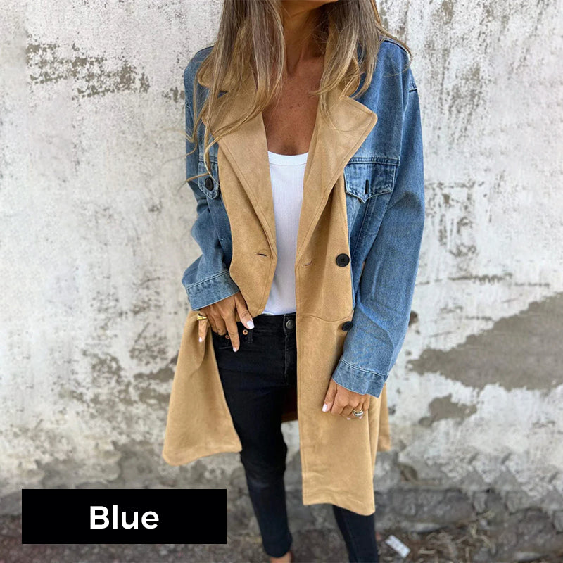 Vivienne – Two-Tone Denim Trench