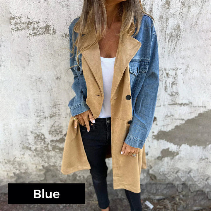Vivienne – Two-Tone Denim Trench