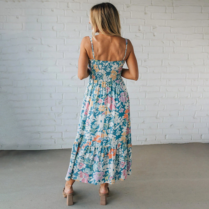 Lilian – Floral Maxi Dress With Smocked Bodice