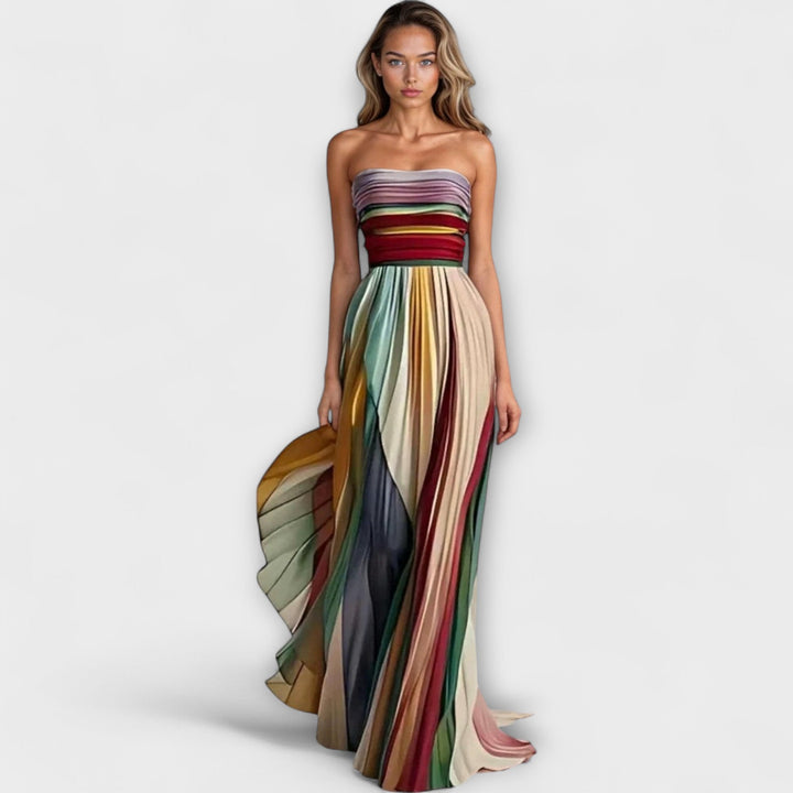 Josie – Bold Flowing Strapless Dress