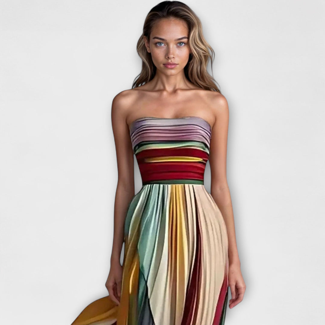 Josie – Bold Flowing Strapless Dress