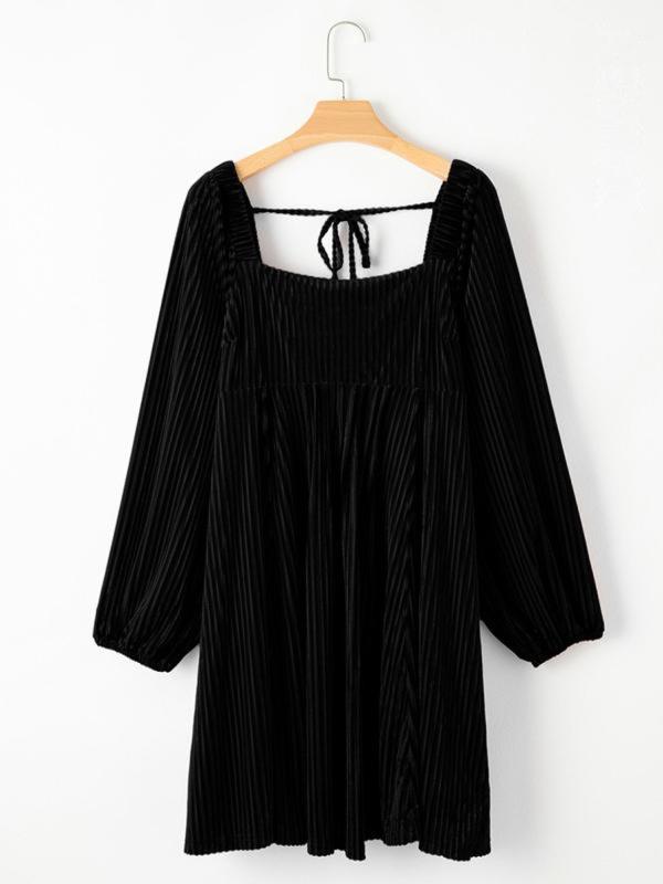 Jean – Chic Bishop Long Sleeve Square Neck A-Line Dress