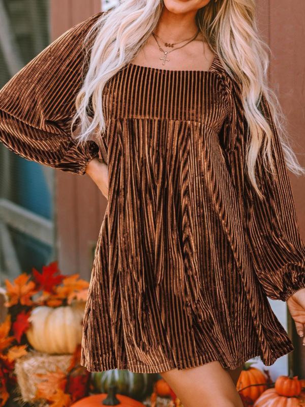 Jean – Chic Bishop Long Sleeve Square Neck A-Line Dress